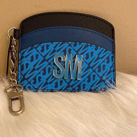 NWT Steve Madden Card Case Wallet - Blue/Black - Picture 1 of 8